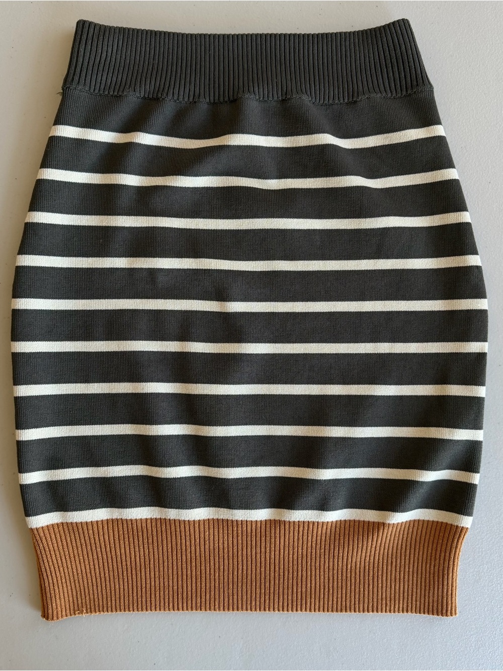 GUESS by Marciano Dual-Wear Knit Tube Top/Skirt | Dark Moss Green Stripe | Small